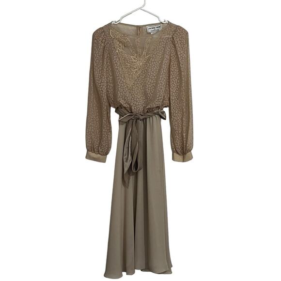 Vintage Jackie Taub Feminine Delicate Chiffon Day Dress Union Made sz 6 - Picture 1 of 8